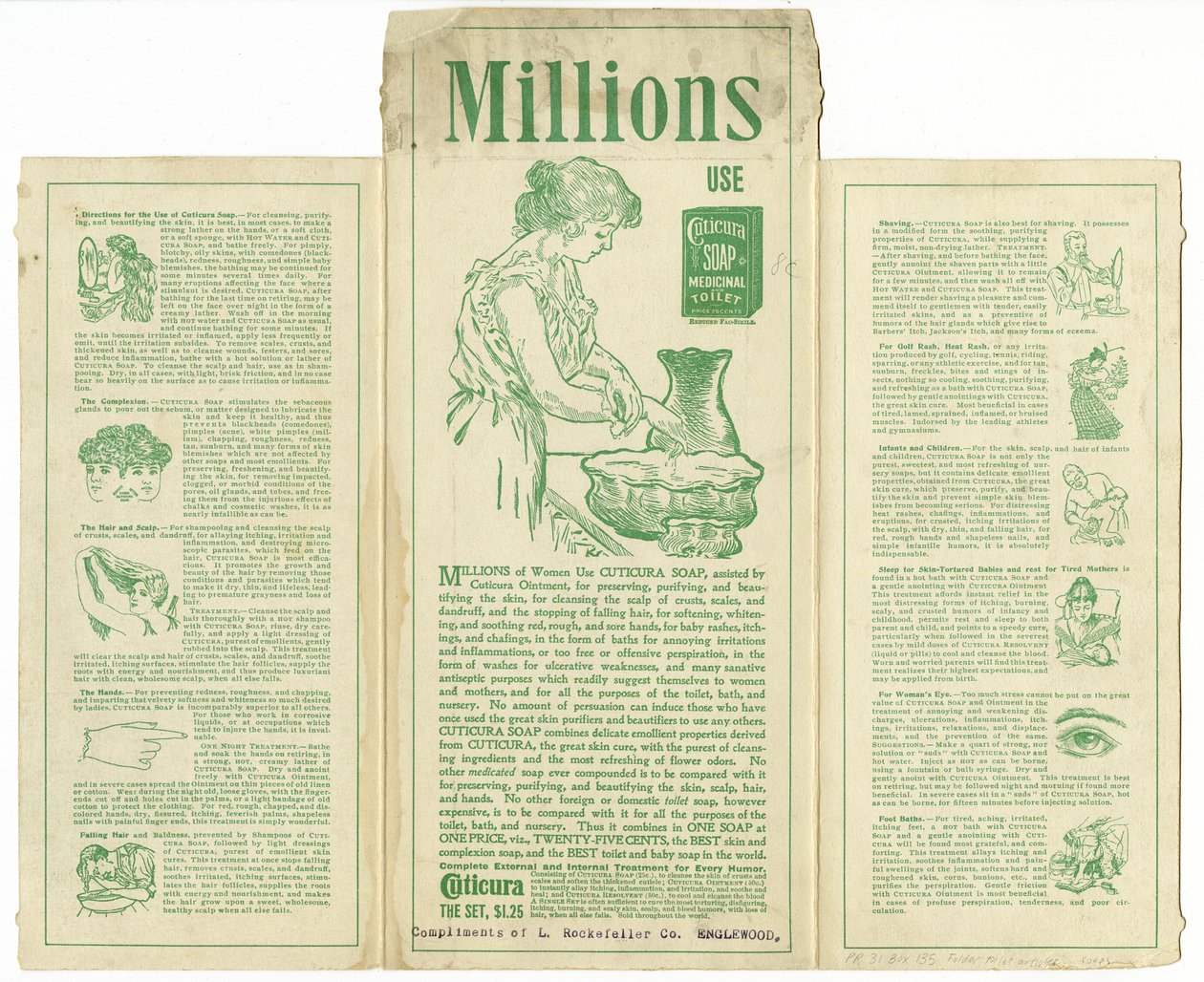 Cuticura Soap [přeložená vizitka nebo krabička verso] od American School
