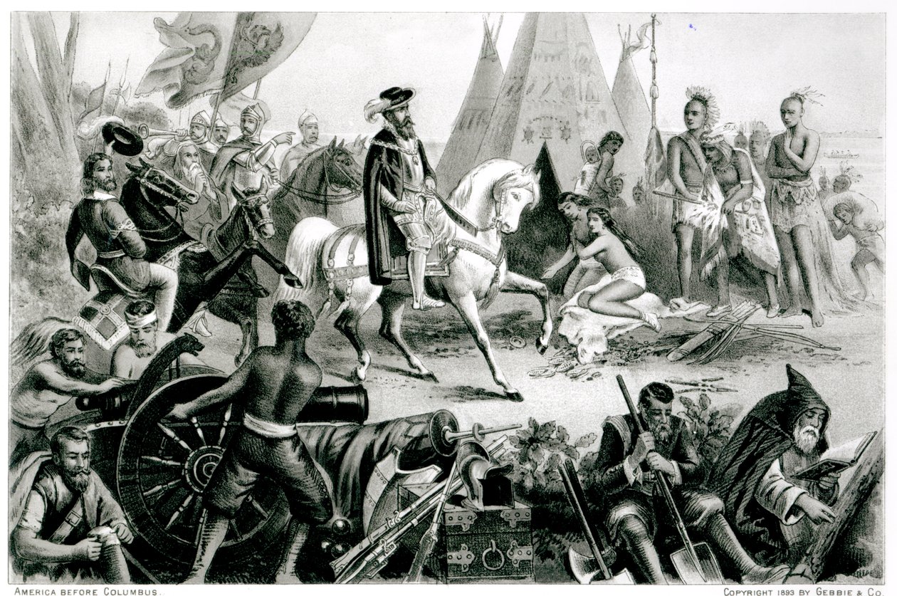 De Soto Objevování Mississippi, 21. května 1541, z „Americký kontinent a jeho obyvatelé před jeho objevením Kolumbem“, od Anne C. Cadyové, 1893 od American School