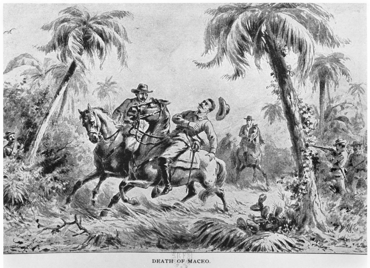 Smrt Antonia Macea (1845-96), ilustrace z knihy Murata Halsteada The Story of Cuba, vydané v roce 1898. od American School