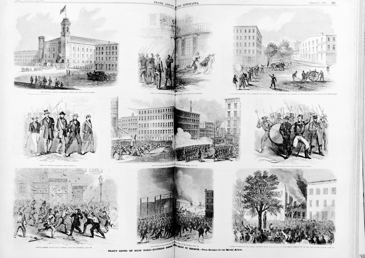 Návrh nepokojů v New Yorku, vzrušující scény během vlády teroru, 1863 od American School