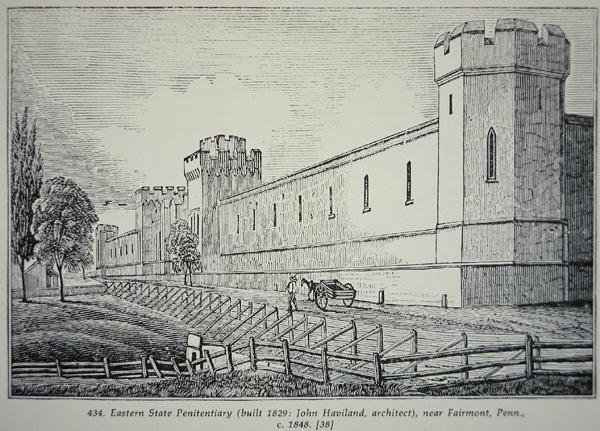 Eastern State Penitenciary, poblíž Fairmont, Pennsylvania, c.1848 (rytina) od American School