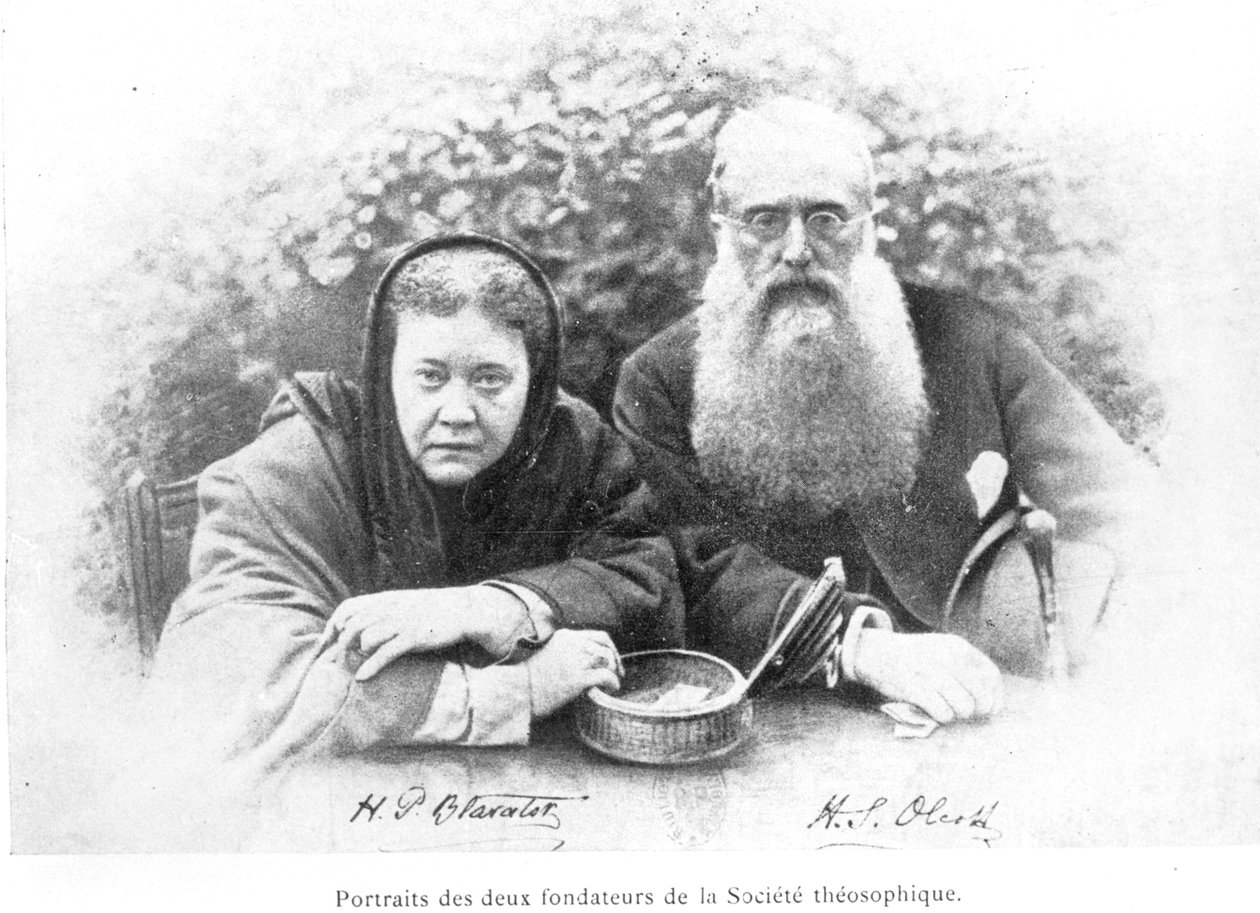 Elena Petrovna Blavatsky (1831-91) a plukovník Henry Steel Olcott (1832-1907), z Histoire Authentique de la Societe Theosophique od Olcott, vydané v roce 1908 od American School
