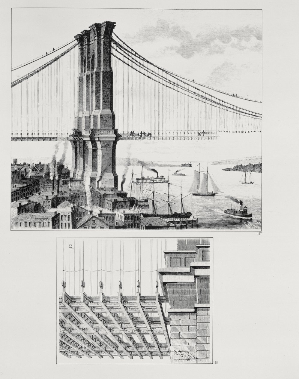 Výška věže Brooklyn Bridge, New York od American School