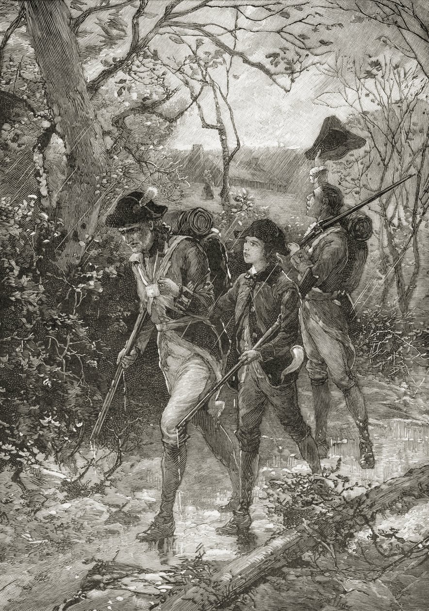 Father and Sons for Liberty, z „Stručné historie Spojených států“, vydané nakladatelstvím A. S. Barnes und Co. v roce 1885 (litho) od American School