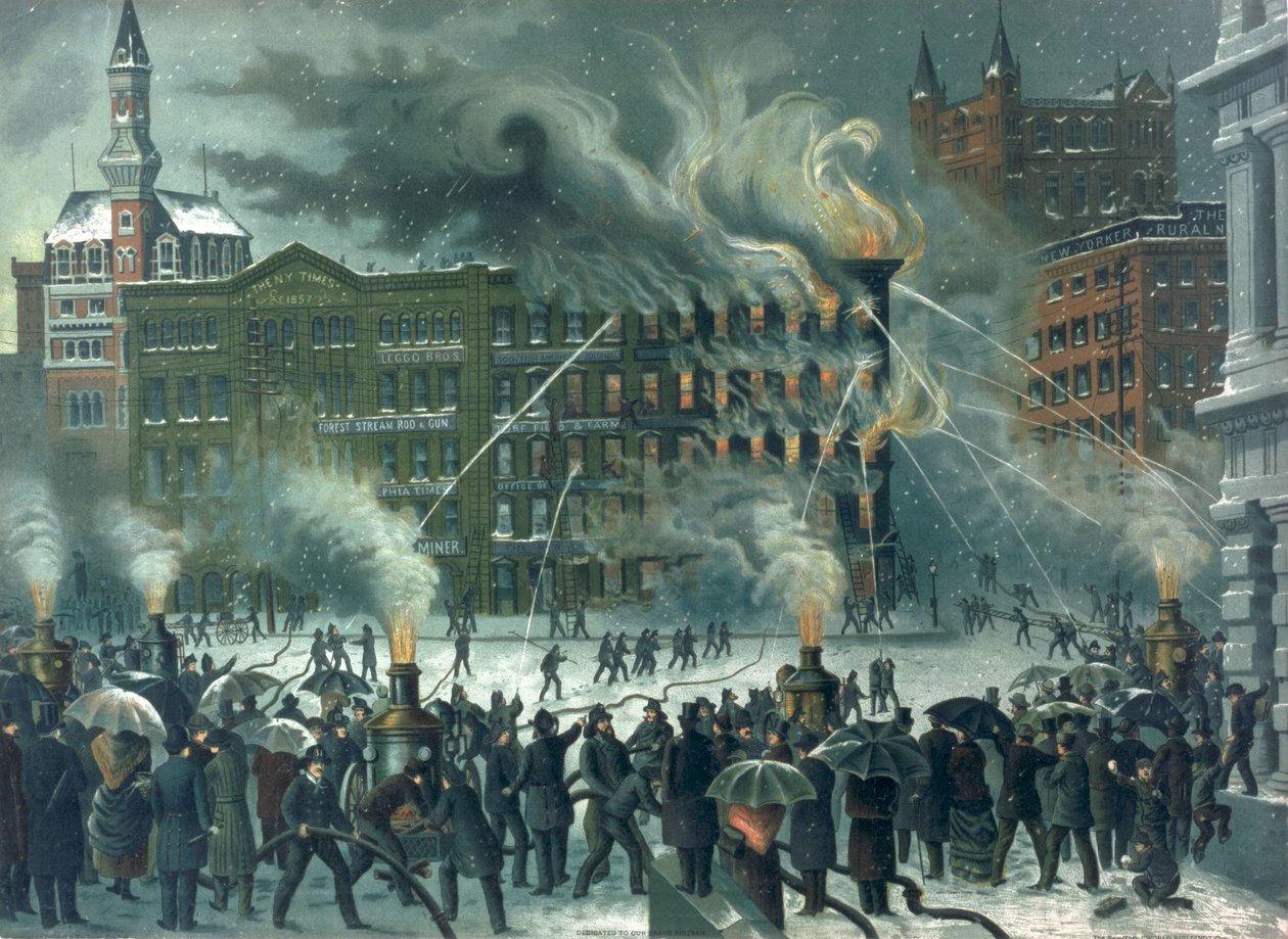 Fire in the New York World Building, věnované Our Brave Firemen, hospoda. od W.M. Bruns, 1882 od American School