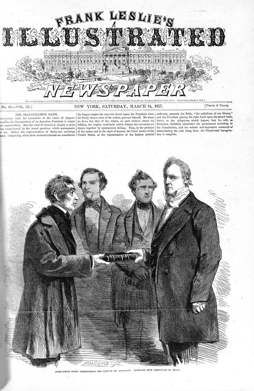 Titulní strana Frank Leslies Illustrated Newspaper 14. března 1857 od American School