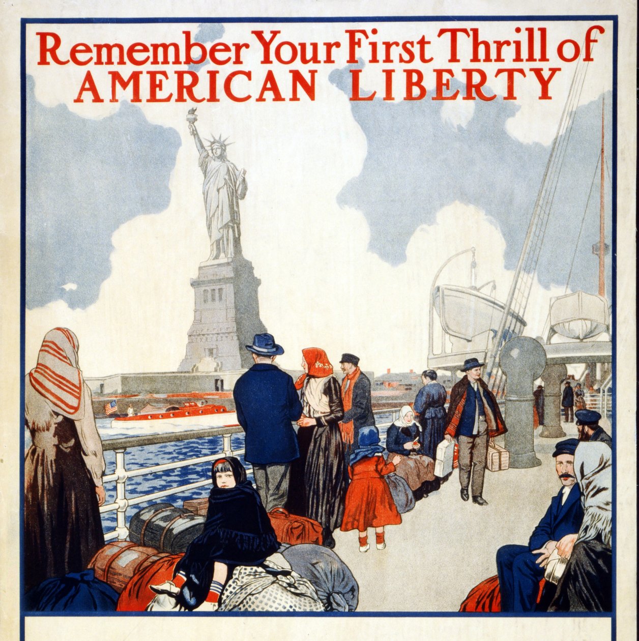 Fundraisingový plakát pro 2. půjčku svobody z roku 1917, pub. 1917 (barevné lito) od American School