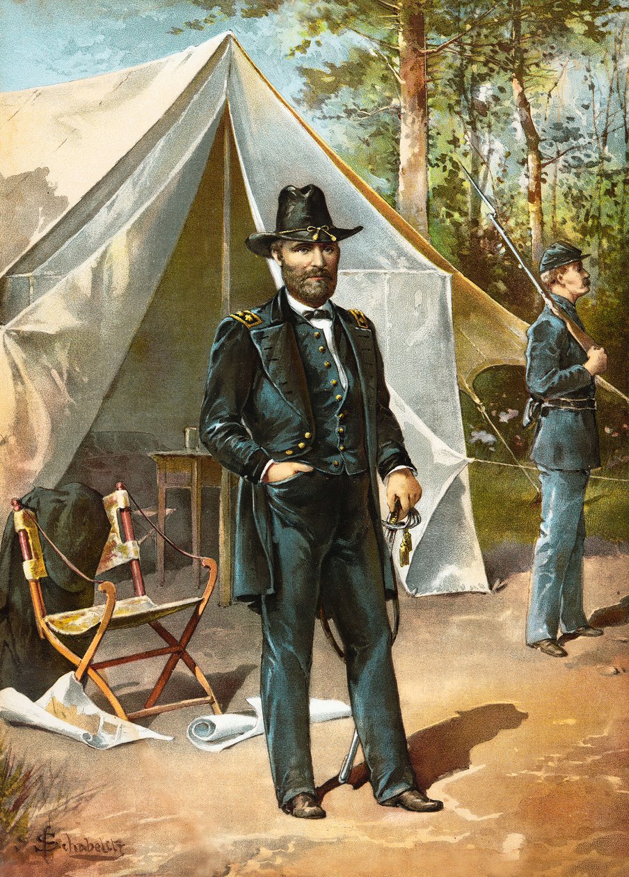 Generál Ulysses S Grant stojící před svým stanem během americké občanské války, hospoda. 1892 od American School