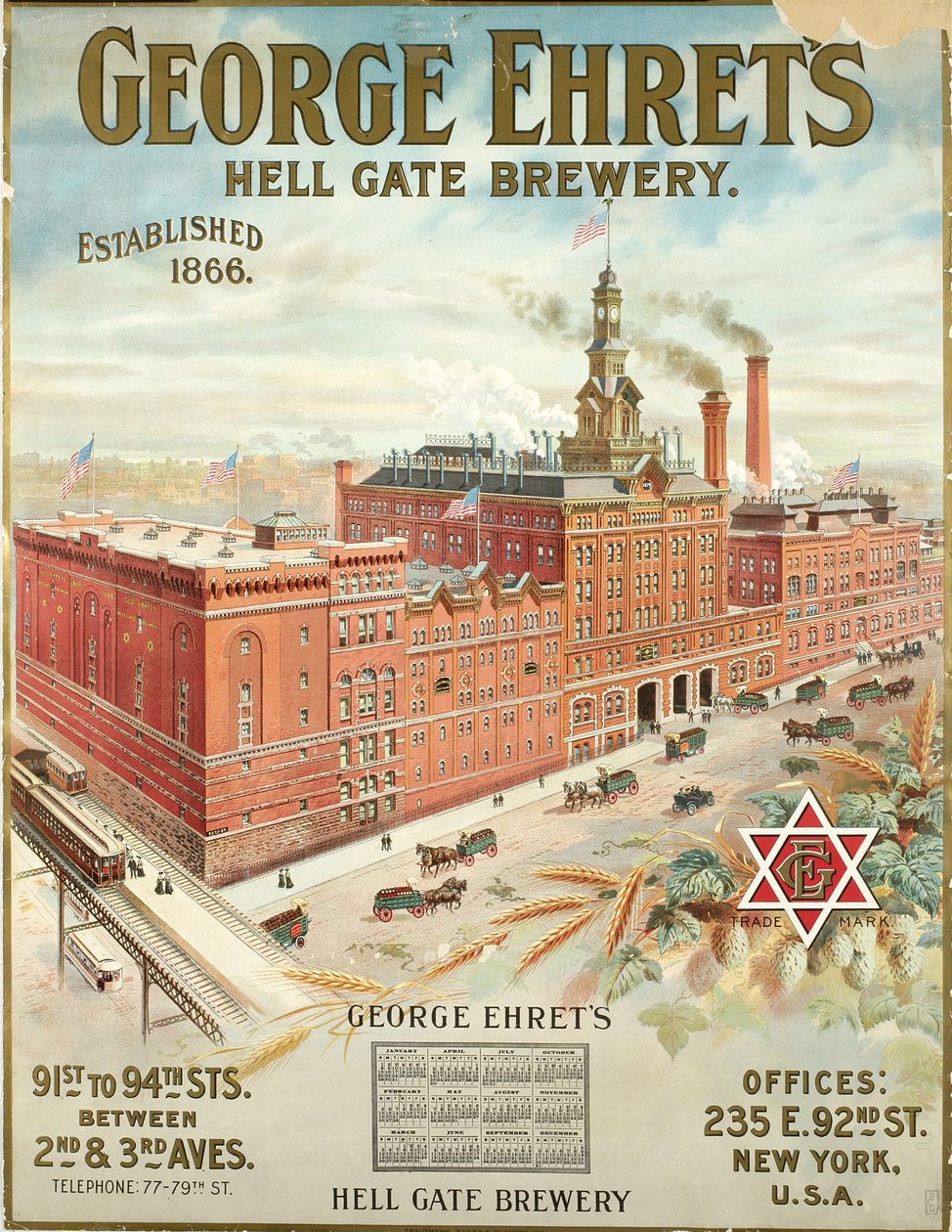George Ehrets Hell Gate Brewery, založený v roce 1866 od American School