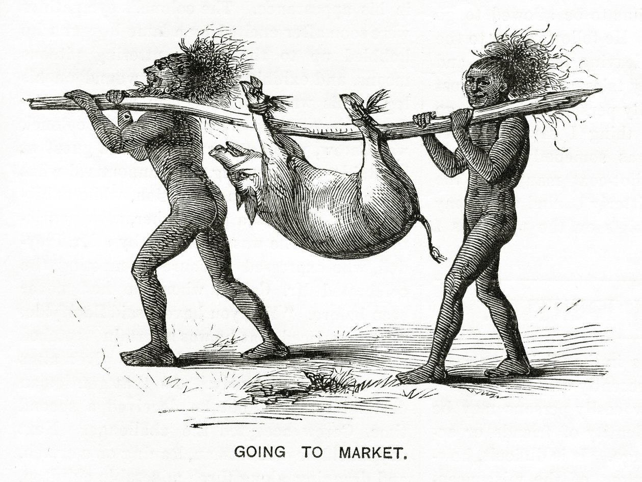 Going to Market, ilustrace z Appletons Journal, 4. května 1872 od American School