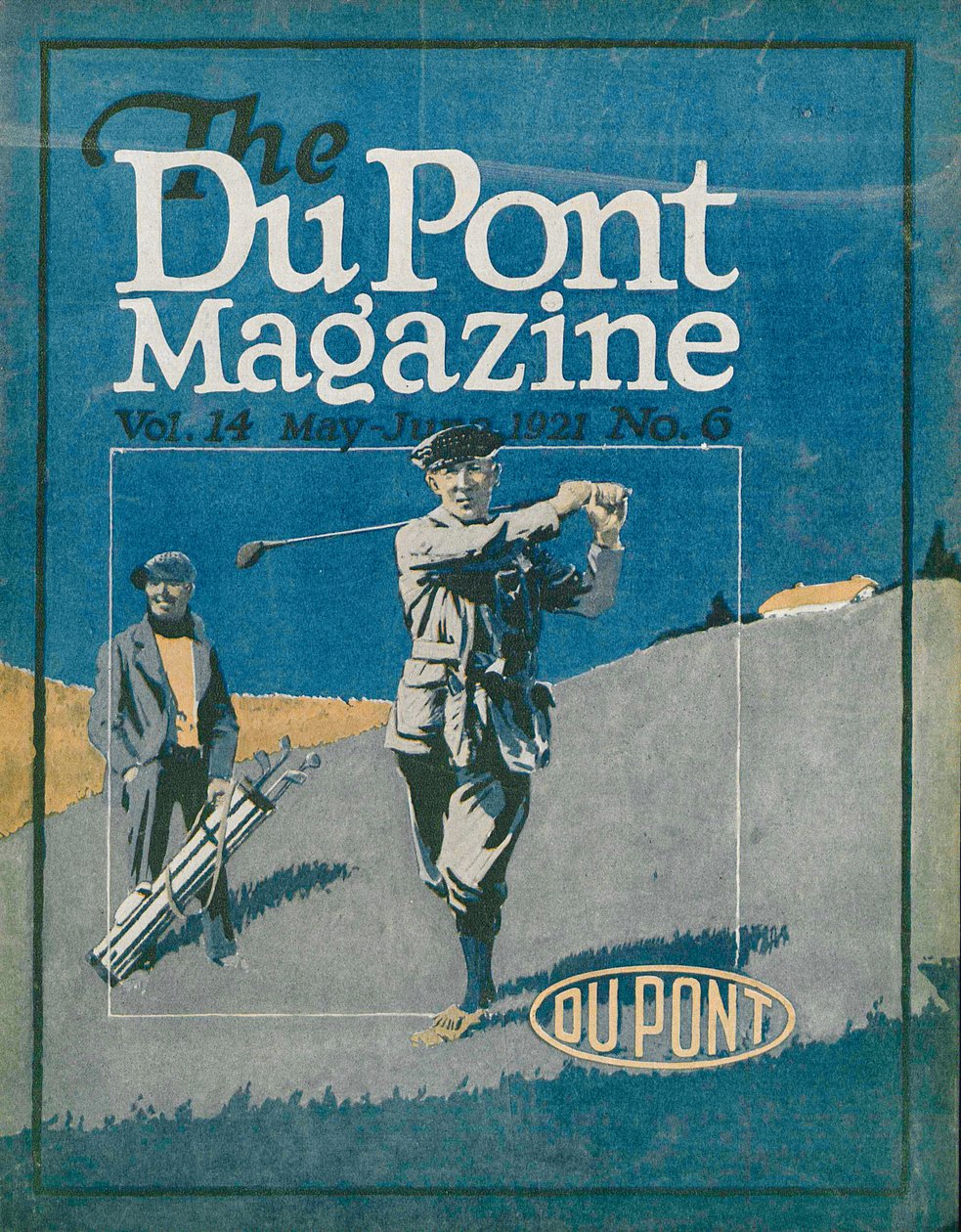 Golf, přední strana časopisu DuPont Magazine, květen-červen 1921 od American School