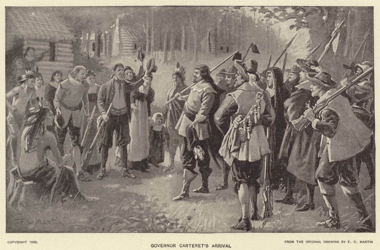 Příjezd guvernéra Cartereta (litografie) od American School