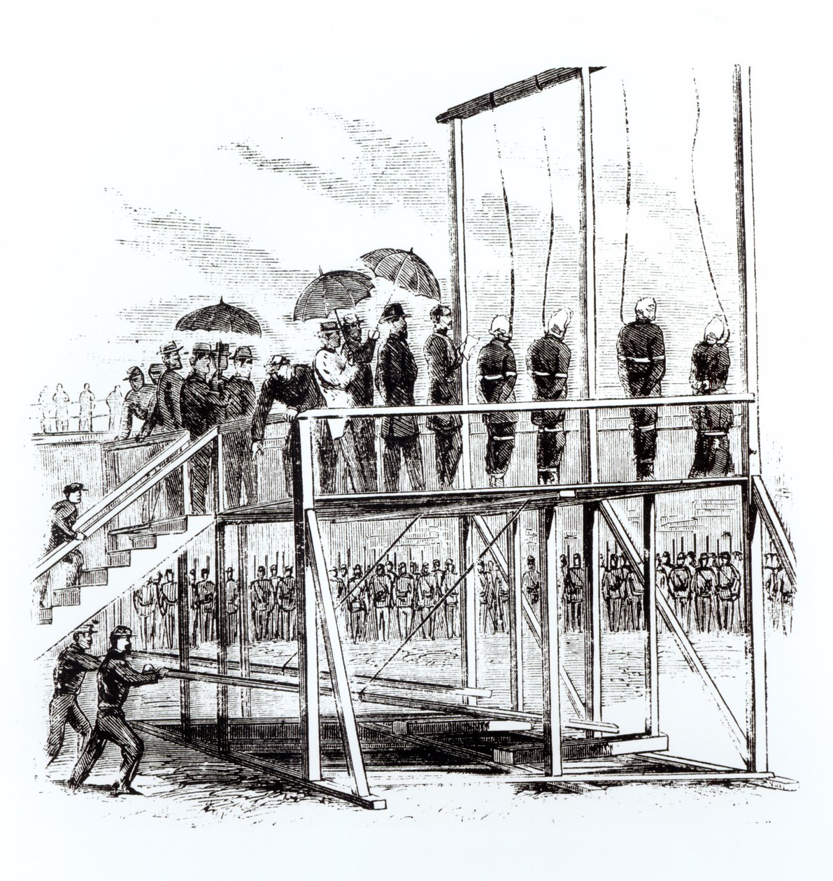 Pověšení spiklenců atentátu na Lincolna, 7. července 1865 od American School