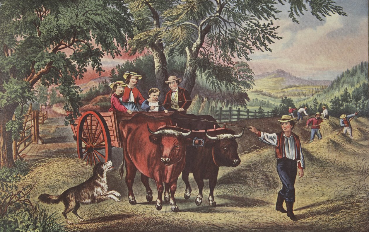 Haying-time, The First Load, hospoda. 1868, Currier & Ives od American School