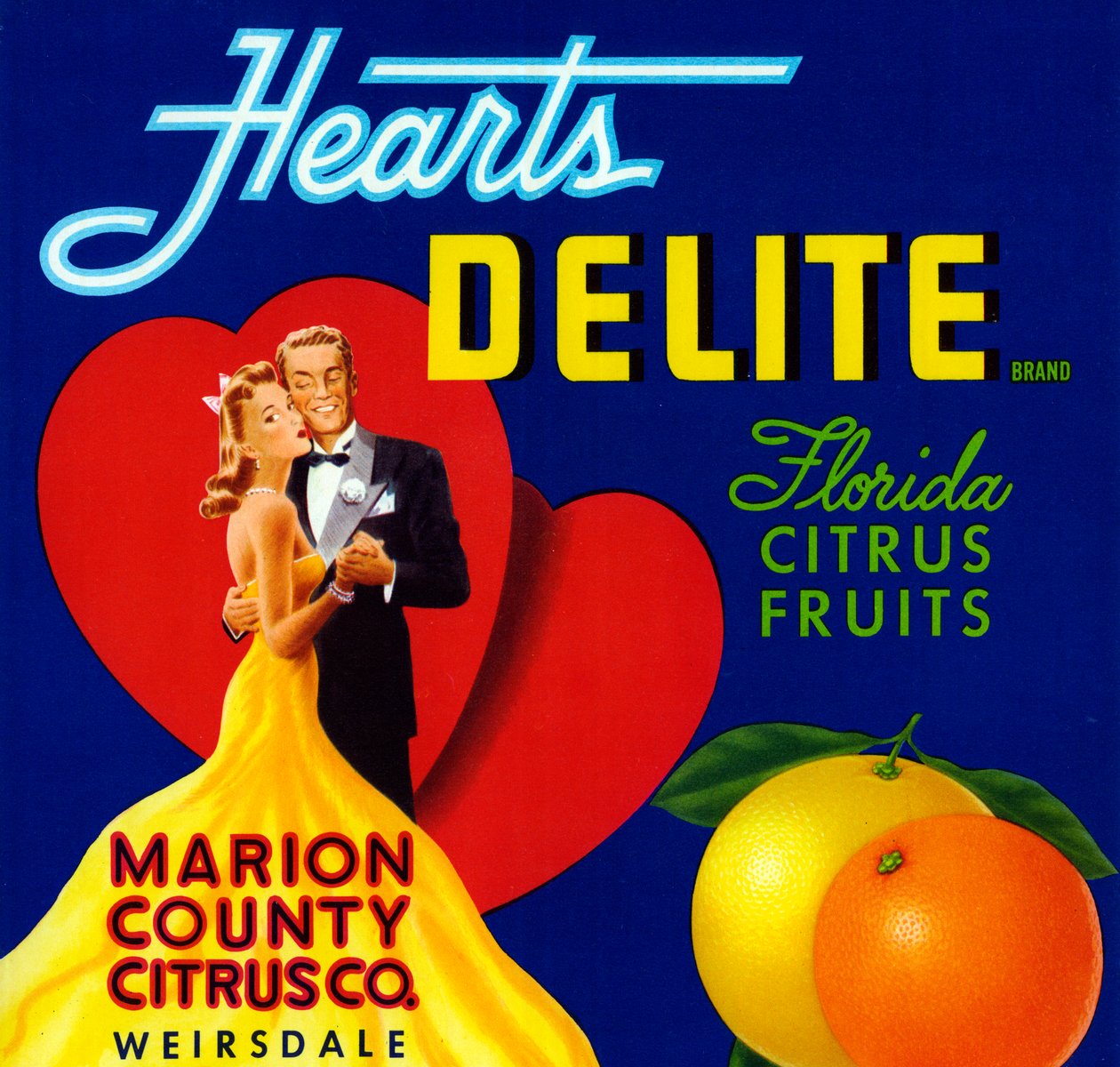 Hearts Delite Fruit Crate Label, cca 1920 (litografie) od American School
