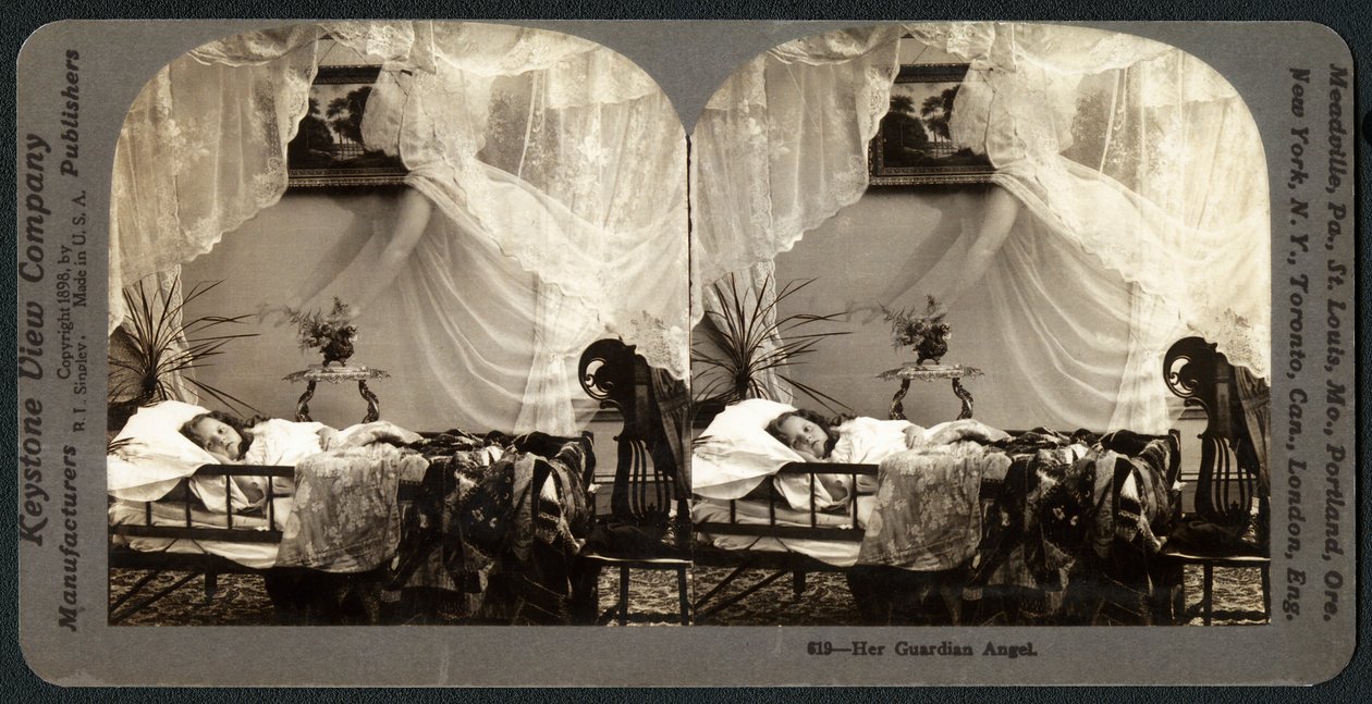 Její anděl strážný, kolem roku 1899 (stereograf) od American School