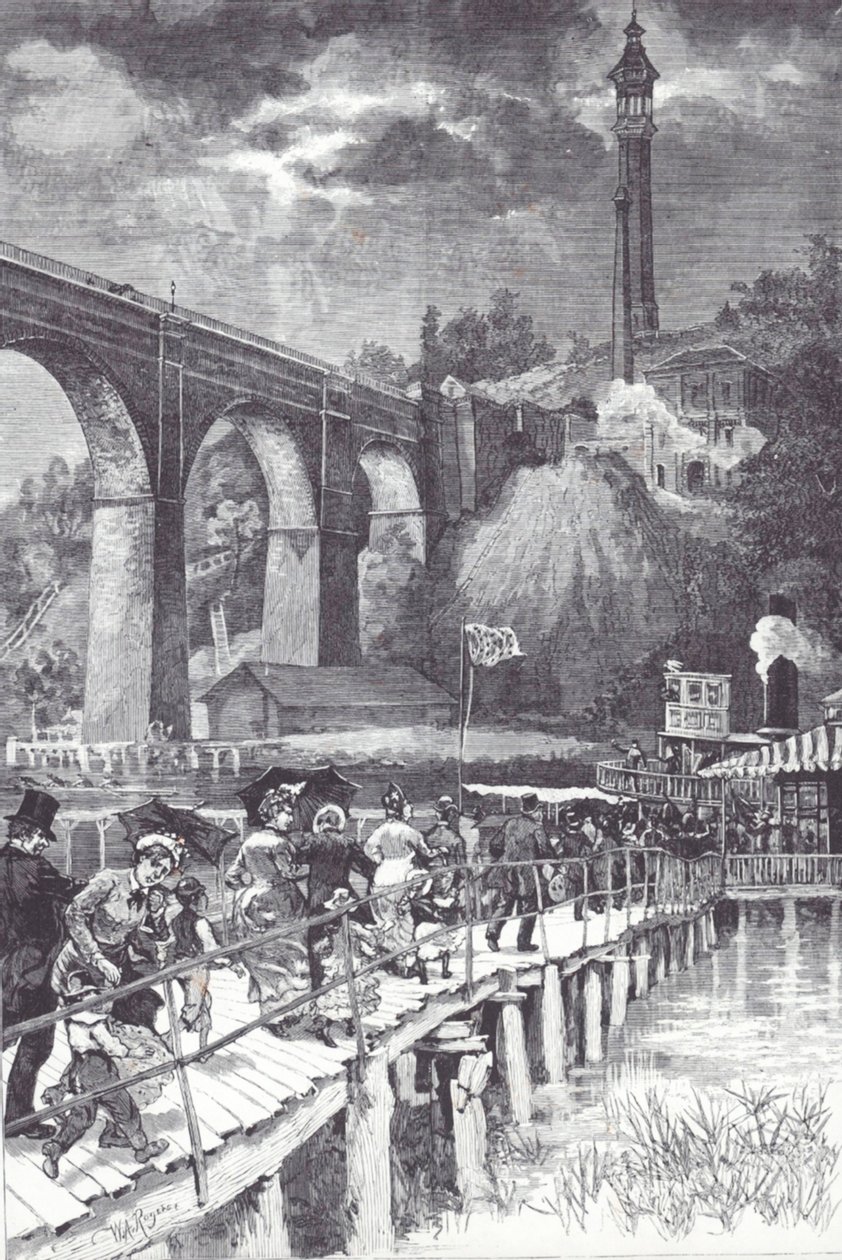 High Bridge přes řeku Harlem, která vede sladkou vodu z Westchester County do nádrže Central Park od American School
