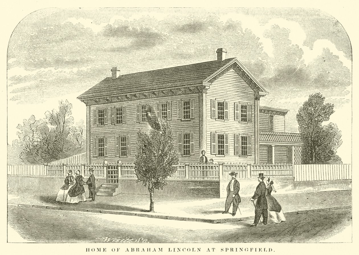 Domov Abrahama Lincolna ve Springfieldu (rytina) od American School