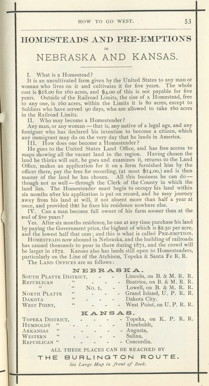 Usedlost a pre-empce, 1872 (tisk) od American School