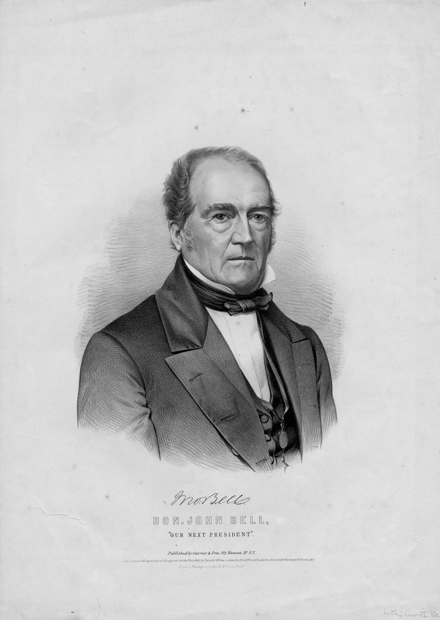 Honzo John Bell, náš příští prezident, hospoda. od Currier & Ives po fotografii Jamese E. McCleese, Phila., 1860 od American School