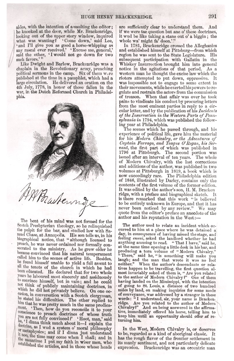 Hugh Henry Brackenridge (1748-1816) z „Cyklopedie americké literatury“ od Everta Augustuse Duyckincka (1816-78) 1855 od American School