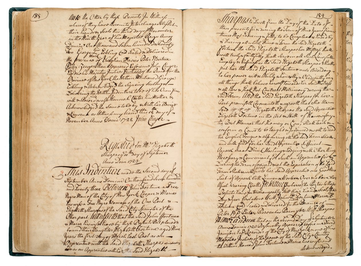 Indentura Elizabeth Fortuneové, 10. září. od American School