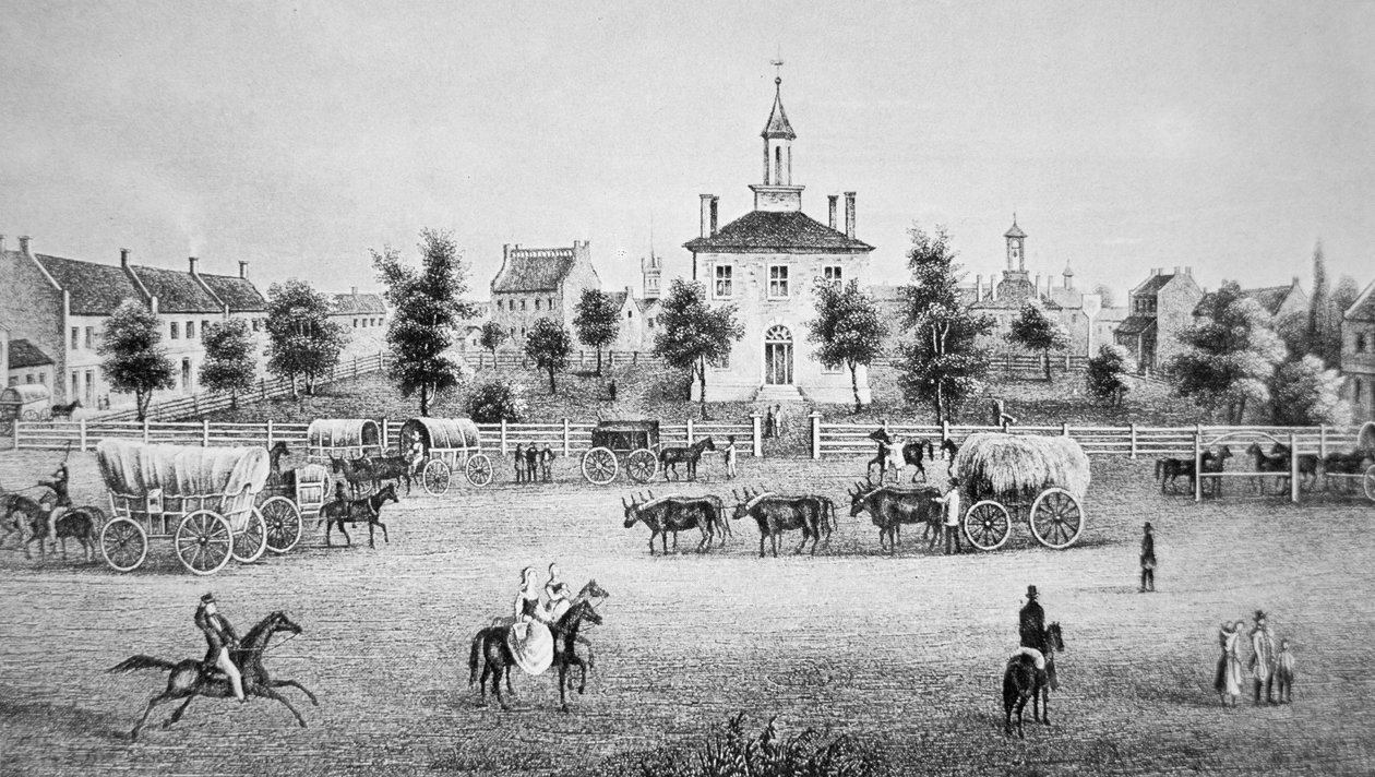 Independence, Missouri, c.1850 (rytina) od American School