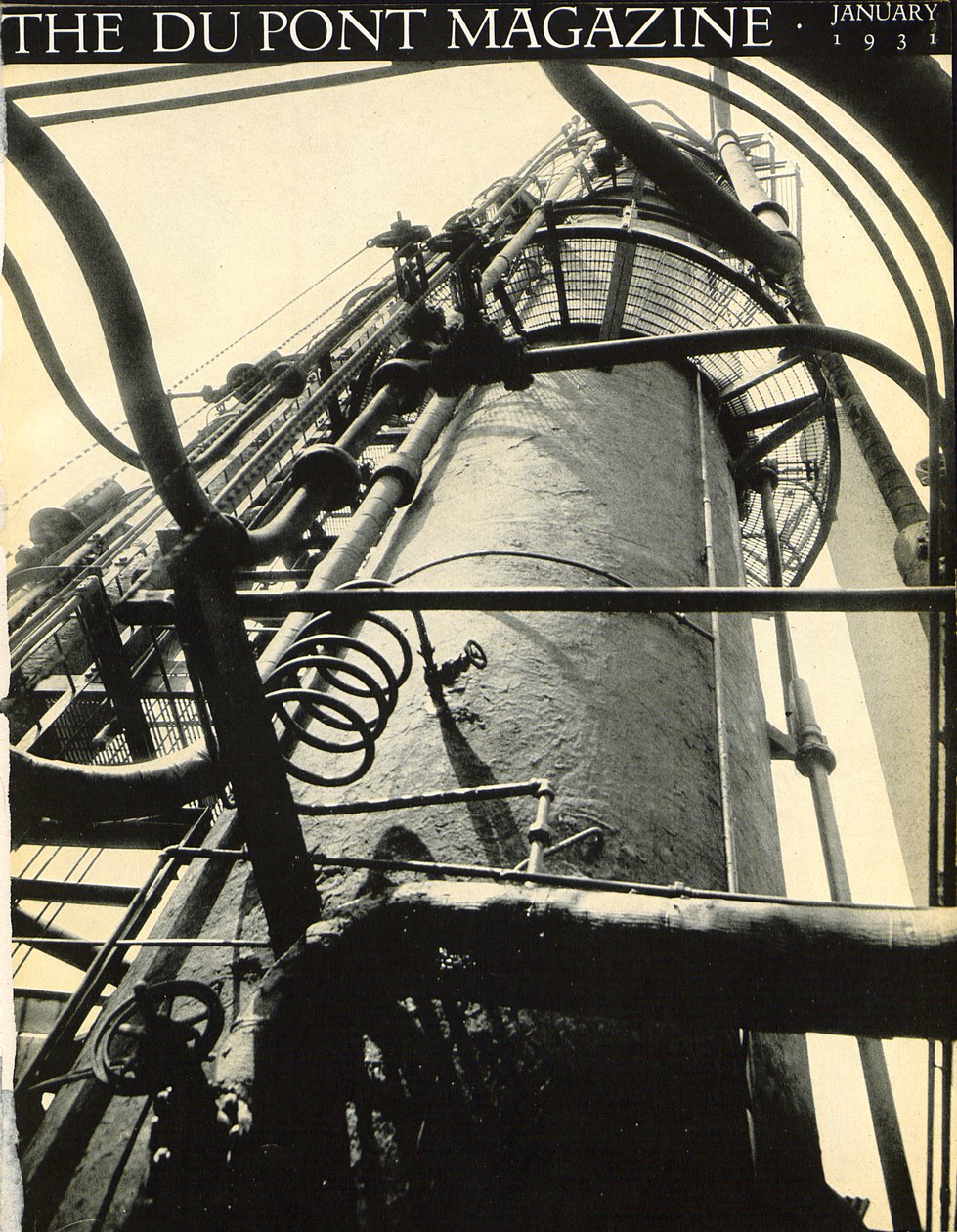 Průmyslový závod, přední strana časopisu DuPont Magazine, leden 1931 od American School
