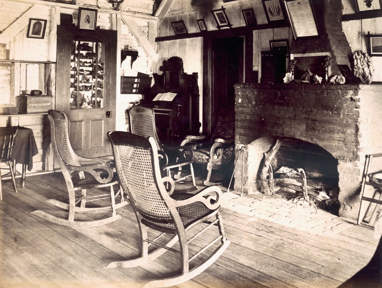 Interiér americké dřevěné chatrče, c.1880 od American School