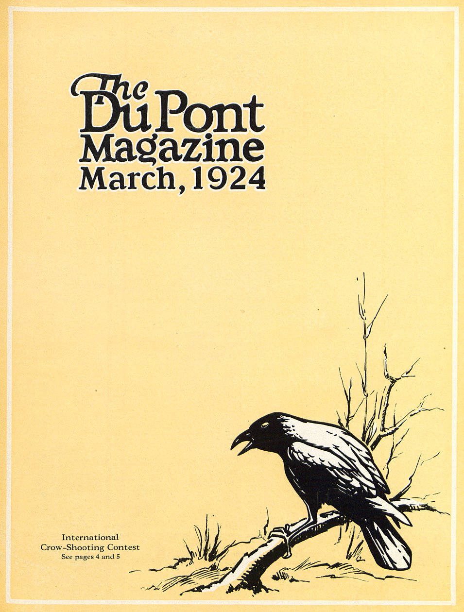 International Crow-Shooting Contest, přední strana časopisu DuPont, březen 1924 od American School