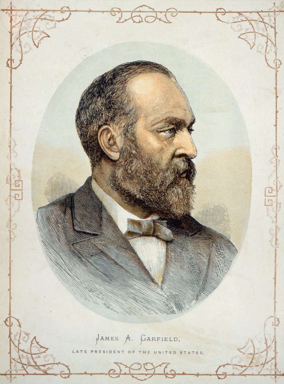 James A. Garfield (1831-81), pozdější prezident Spojených států (barevné lito) od American School