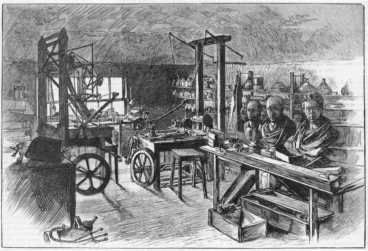 Dílna Jamese Watta v Heathfield Hall v Birminghamu, z časopisu Scientific American od American School