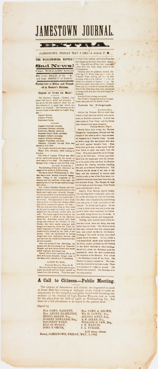 Jamestown journal extra, 9. května 1862 od American School