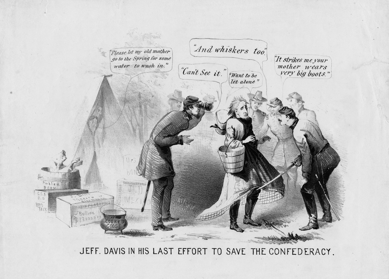 Jeff Davis ve svém posledním úsilí zachránit Konfederaci, kolem roku 1865 od American School
