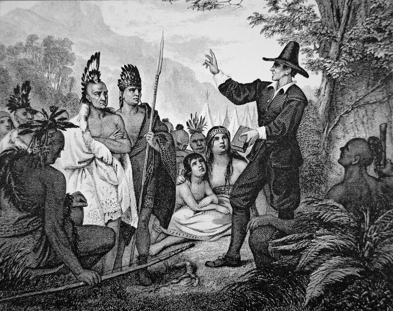 John Eliot (1604-90) (litho) od American School