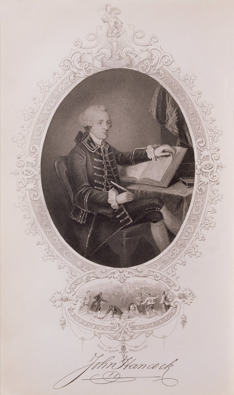 John Hancock (1737-93) z Historie Spojených států, sv. I, Charles Mackay, rytý J. Rogers od American School