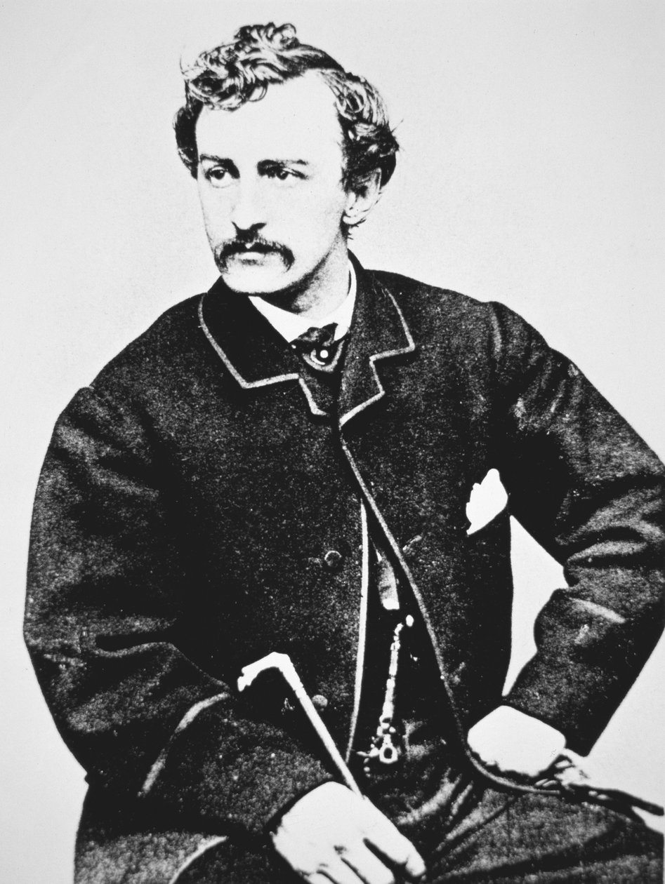 John Wilkes Booth (1838-65) atentátník na Abrahama Lincolna (černobílá fotografie) od American School
