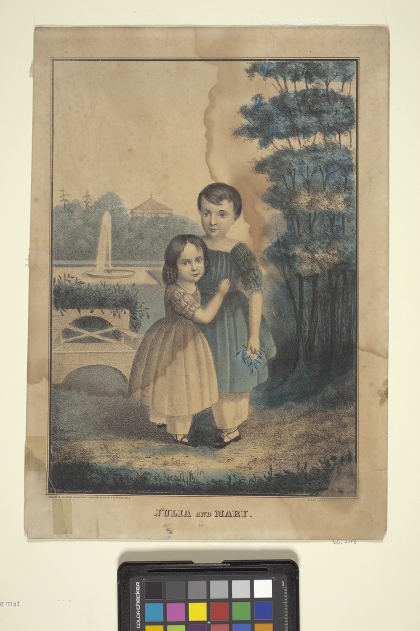 Julia a Mary (ručně kolorovaná litografie) od American School