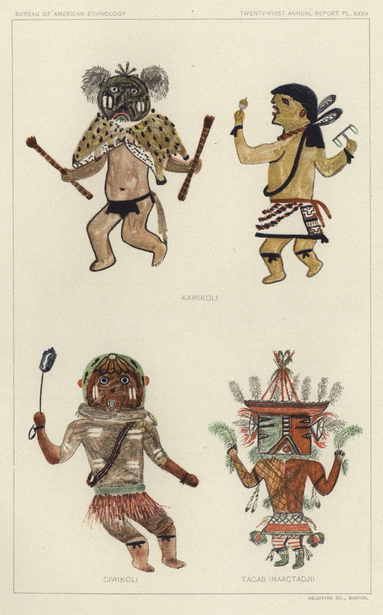 Kawikoli, Ciwikoli, Tacab (Naactadji) (barevná litografie) od American School
