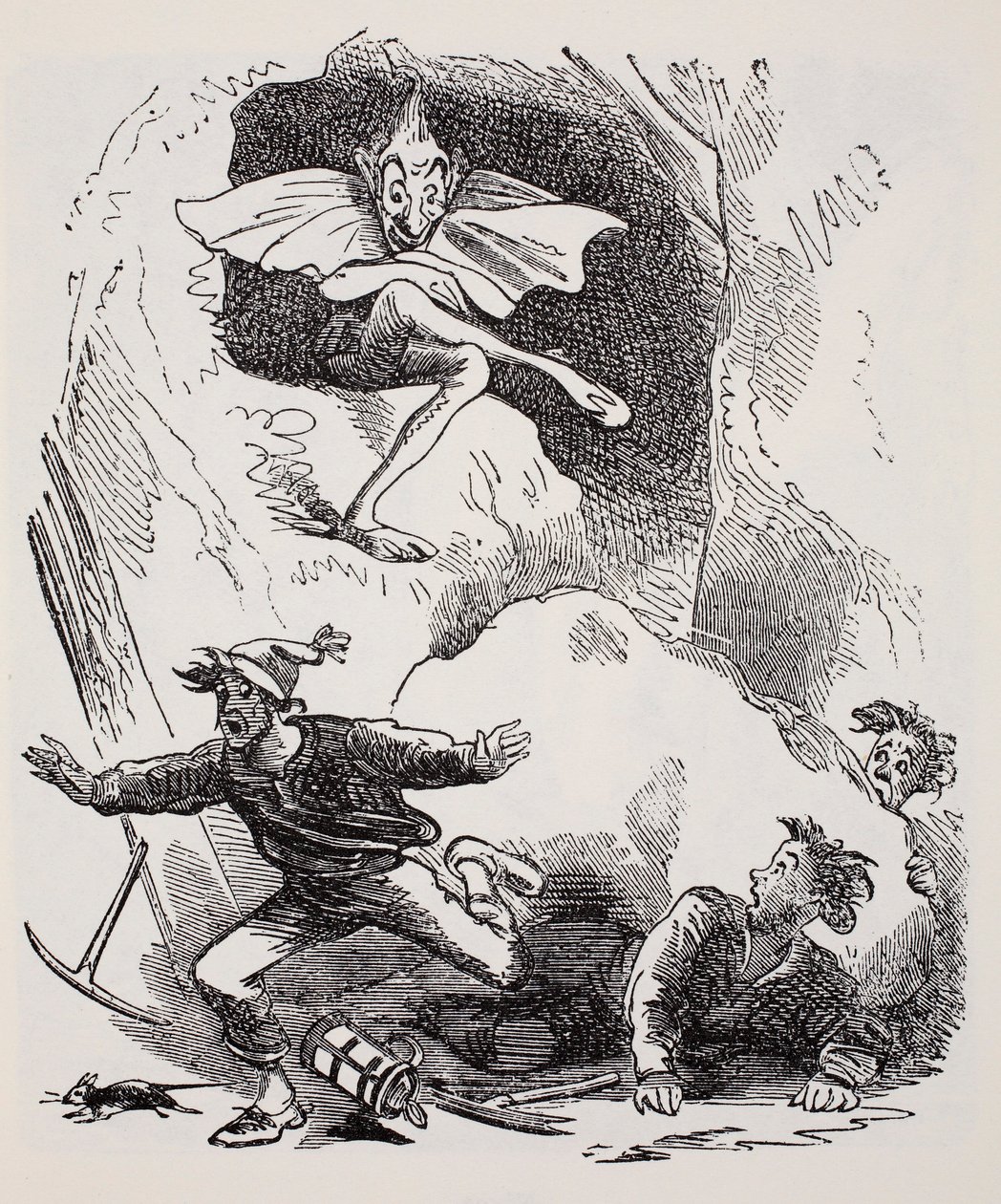 Kobolds, ze Světového průvodce po gnómech, vílách, elfech a dalších lidech od Thomase Keightleyho (1789-1872) Vydáno 1880, (BW Engraving) od American School