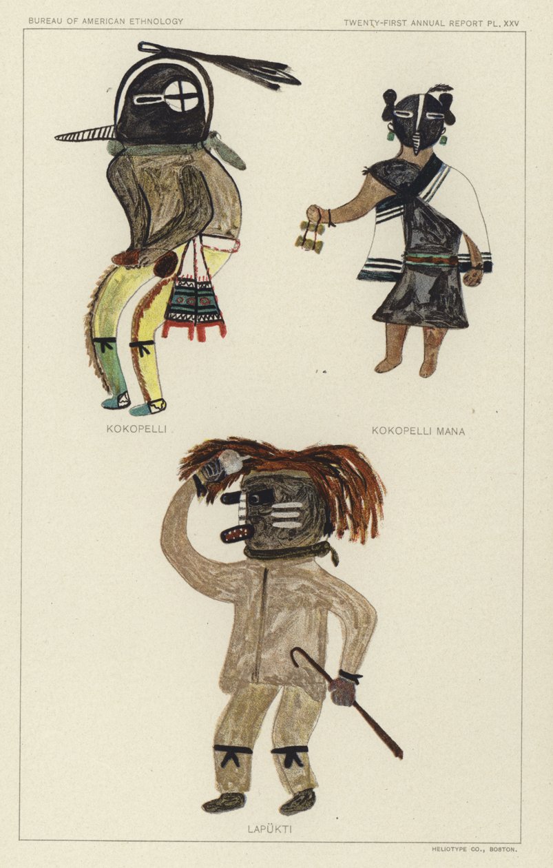 Kokopelli, Kokopelli Mana, Lapukti (barevná litografie) od American School