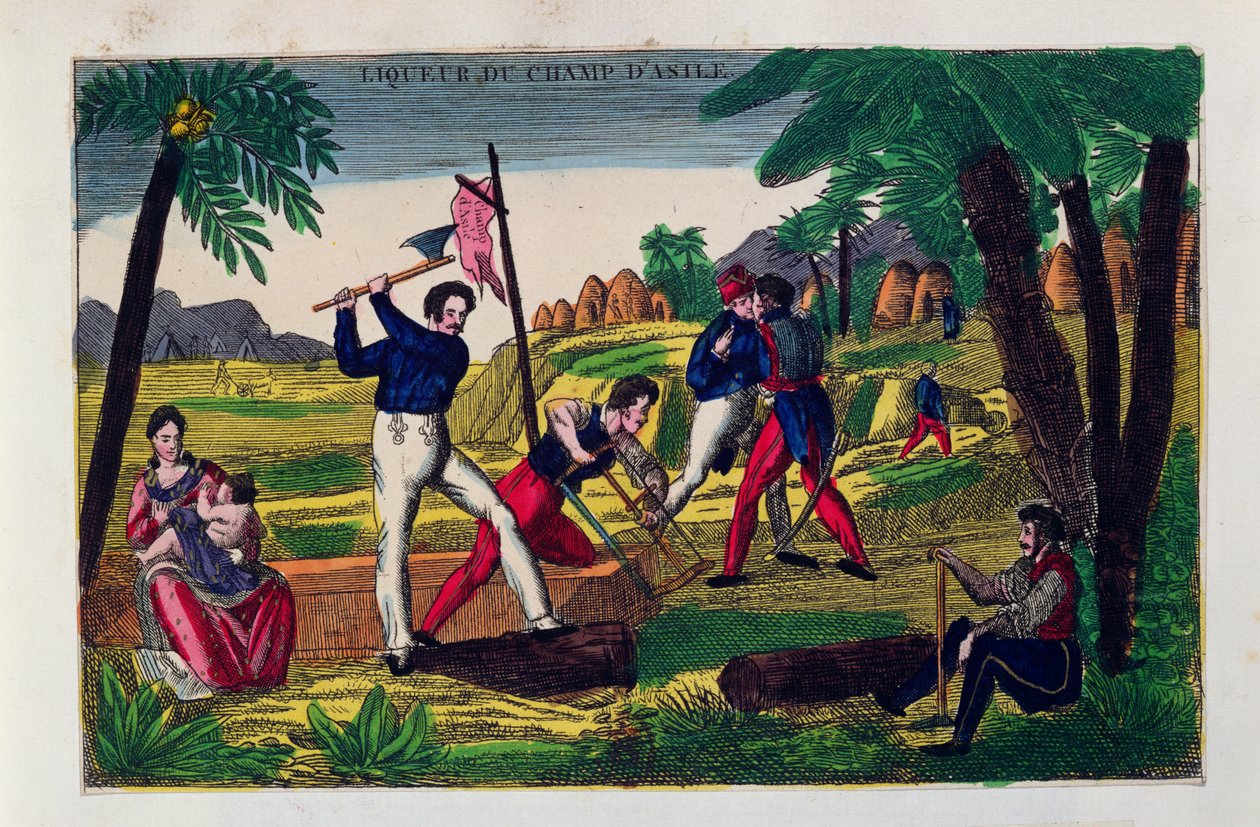 Štítek pro likér Champ dAsile, kolem roku 1830 od American School