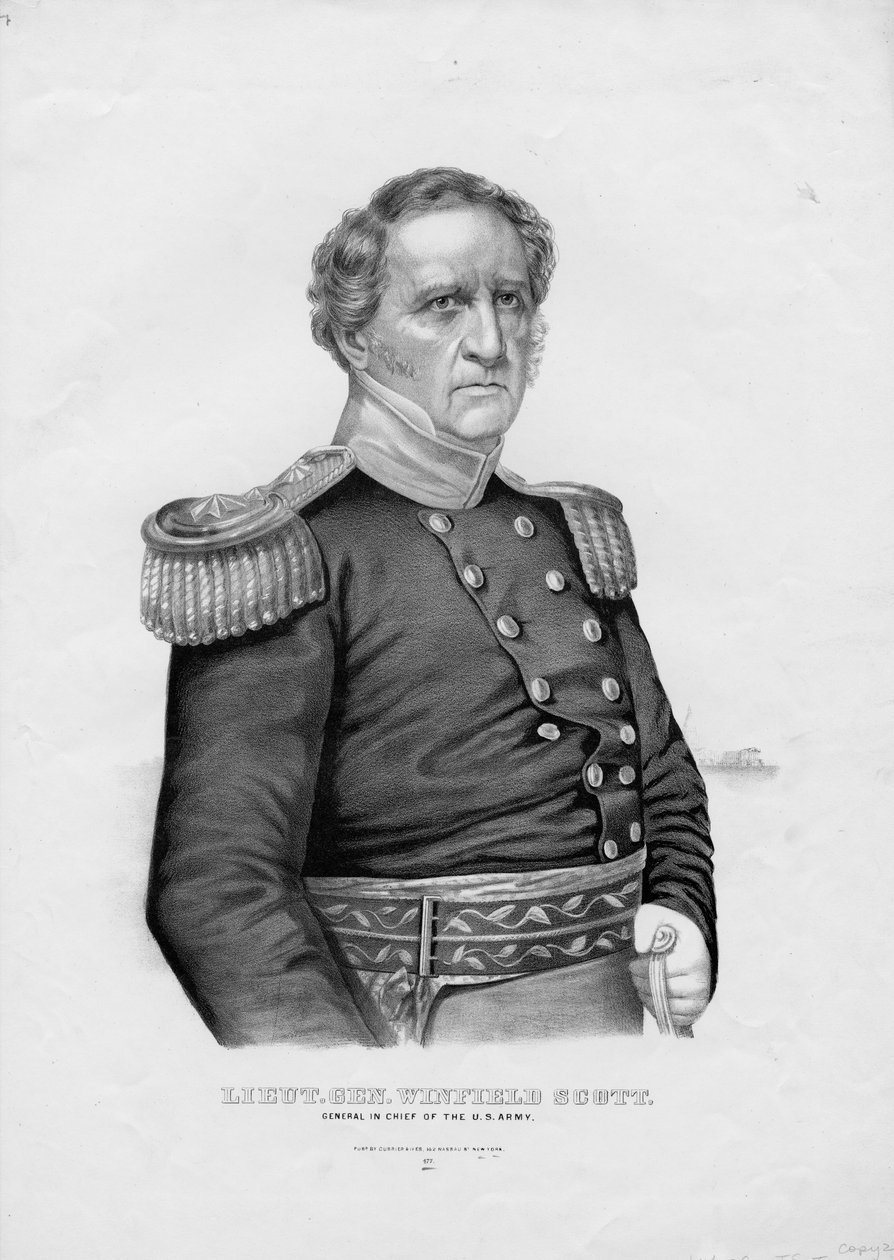 poručík Gen. Winfield Scott, vrchní generál americké armády, hospoda. od Currier & Ives, kolem roku 1860 od American School