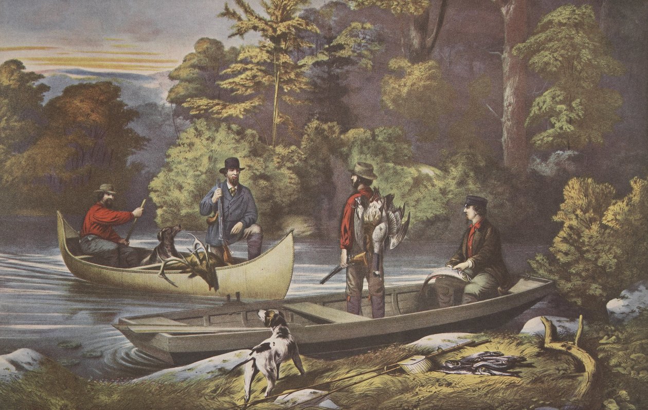 Život v lese, Návrat do tábora, hospoda. 1860, Currier & Ives od American School