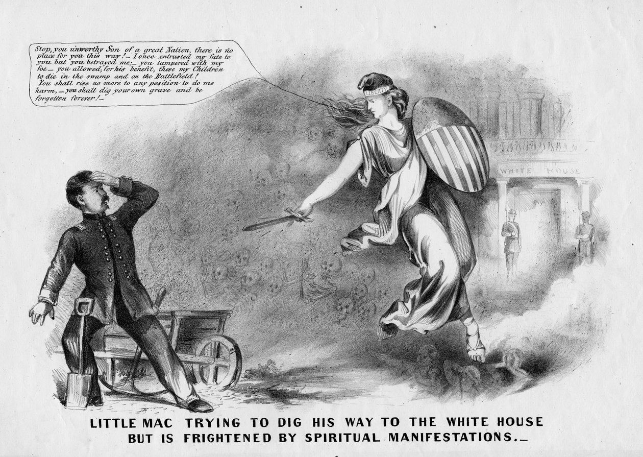 Malý Mac se snaží prokopat cestu do Bílého domu, ale je vyděšen duchovními projevy, 1864 od American School