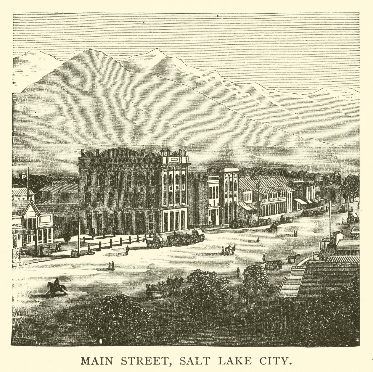 Hlavní ulice, Salt Lake City (rytina) od American School