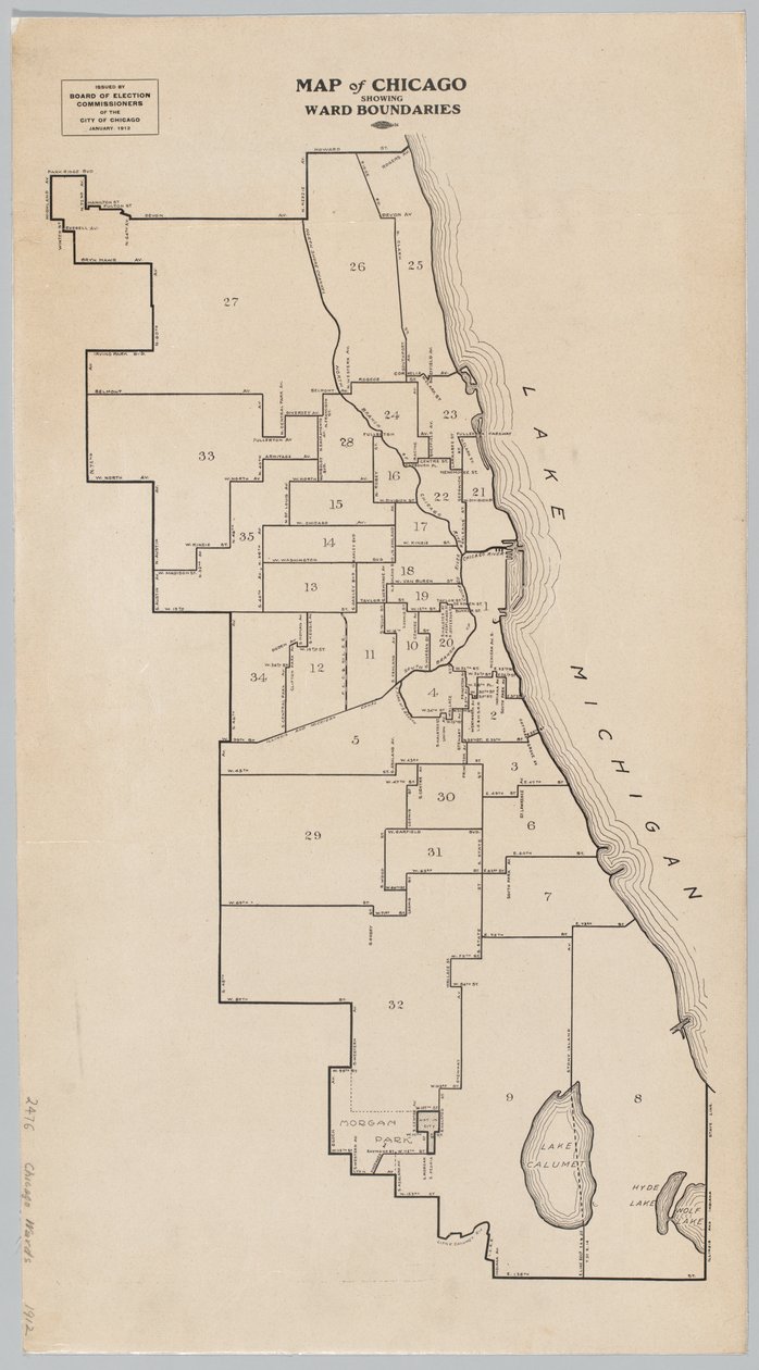 Mapa Chicaga zobrazující hranice Ward od American School