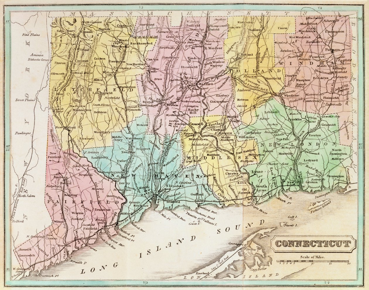 Mapa Connecticutu, z 