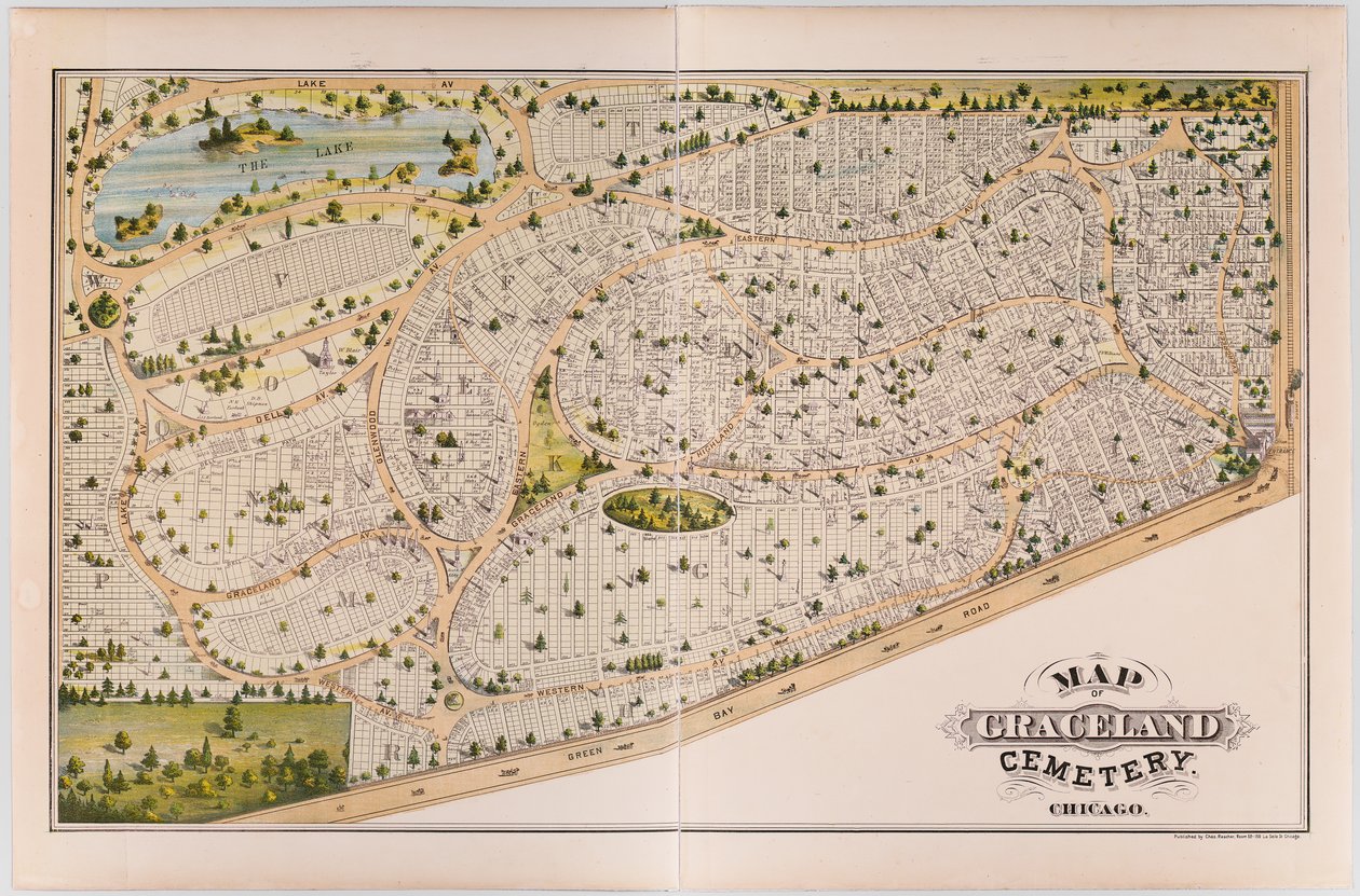 Mapa hřbitova Graceland, c.1875 od American School