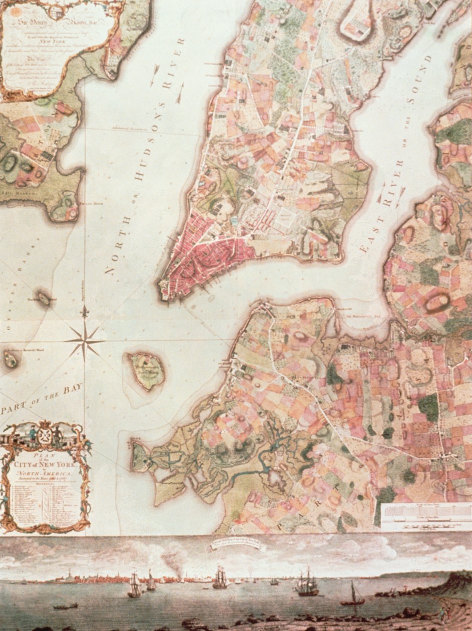 Mapa New Yorku v letech 1766-67 (akvarel na papíře) od American School